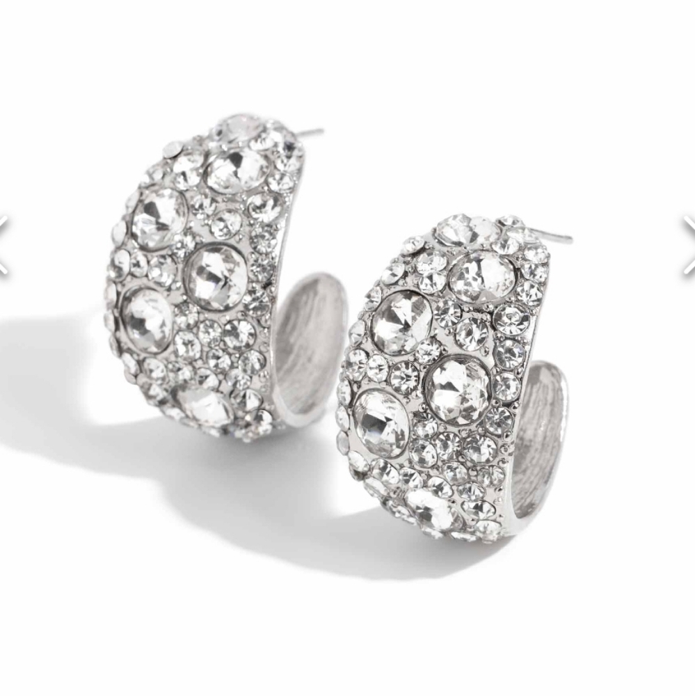 Freethinking Finese White Hoop Earrings Silver FashionFix Item - Picture 2 of 2